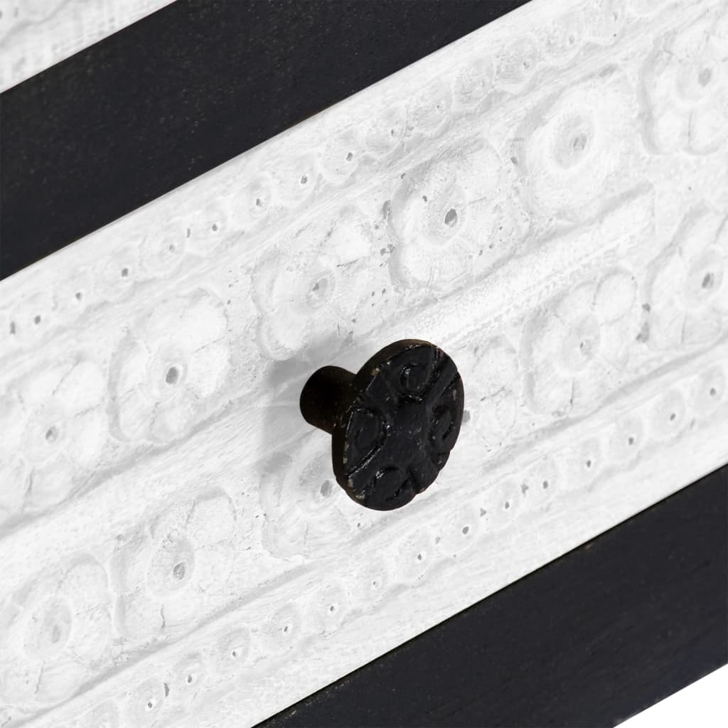 Tv table 120x30x40 cm hand-cut solid mango wood gray and white - number 7.