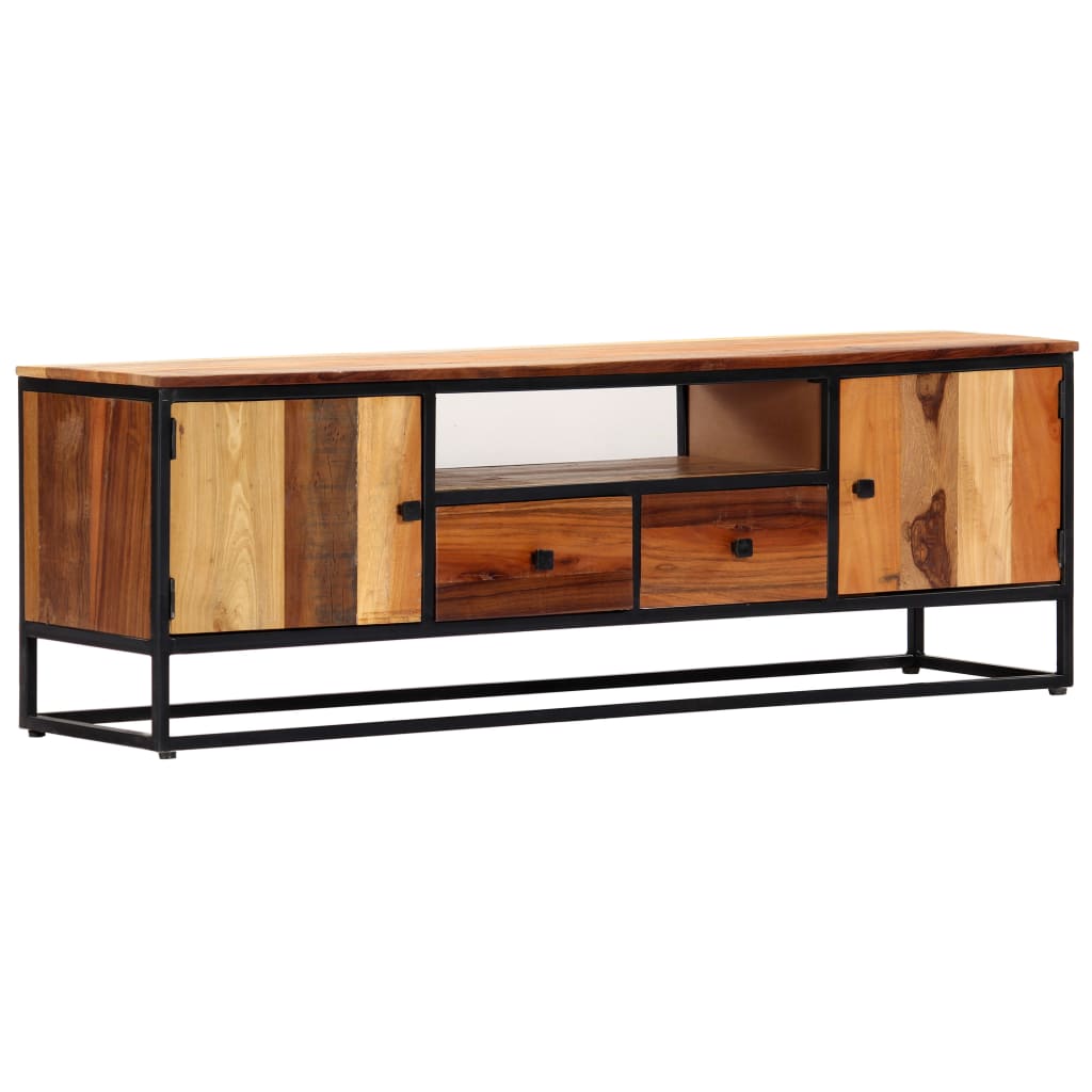 Tv cabinet 120x30x40 cm solid recycled wood and steel - number 1.