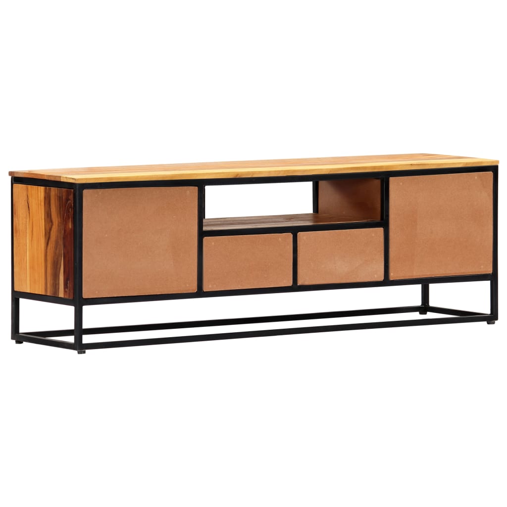 Tv cabinet 120x30x40 cm solid recycled wood and steel - number 2.