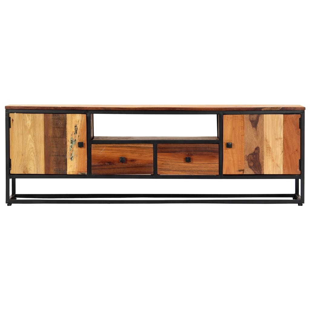 Tv cabinet 120x30x40 cm solid recycled wood and steel - number 3.