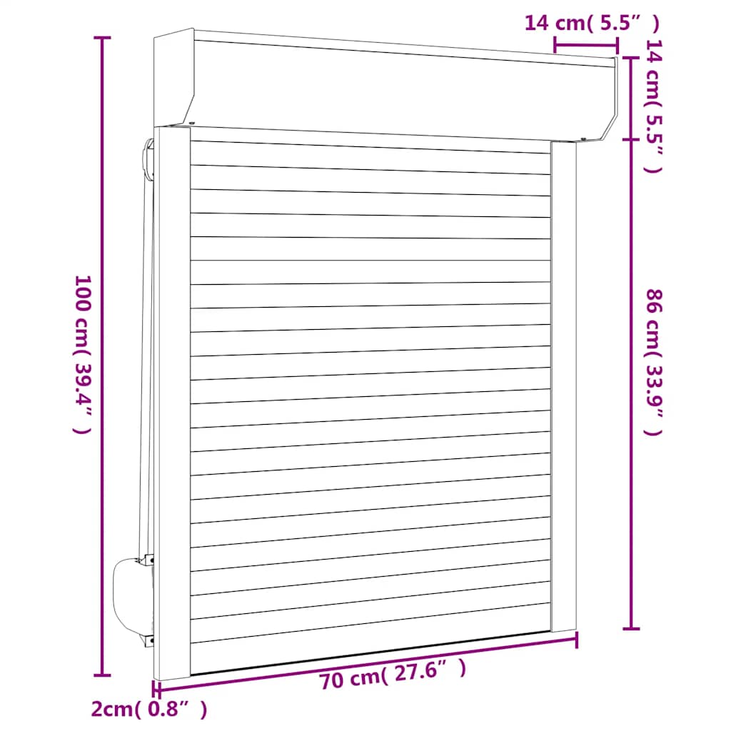Rulleskodder aluminium - hvid, 70 x 100 cm - number 7.