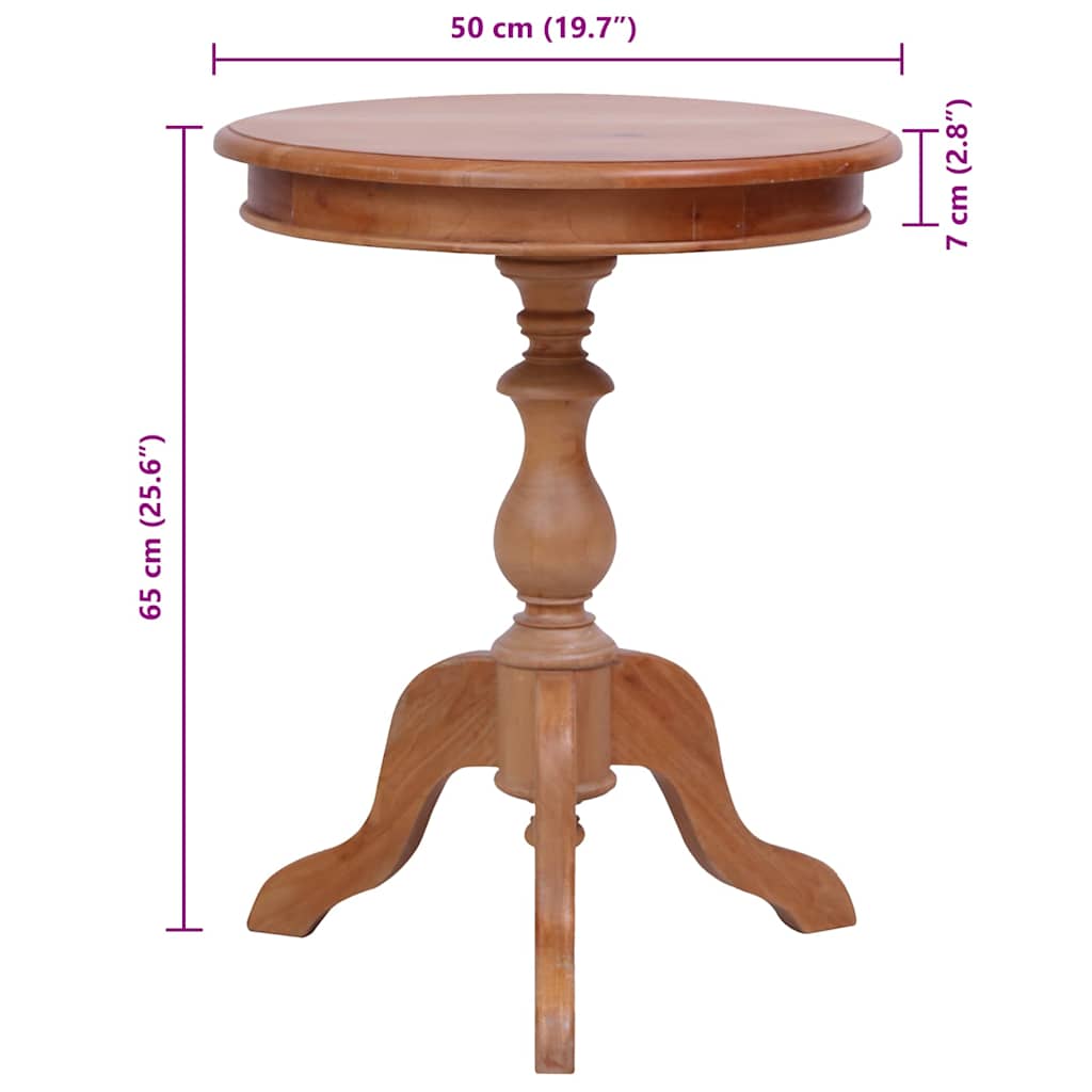 Sidebord 50 x 50 x 65 cm massivt mahognitræ natur - number 5.