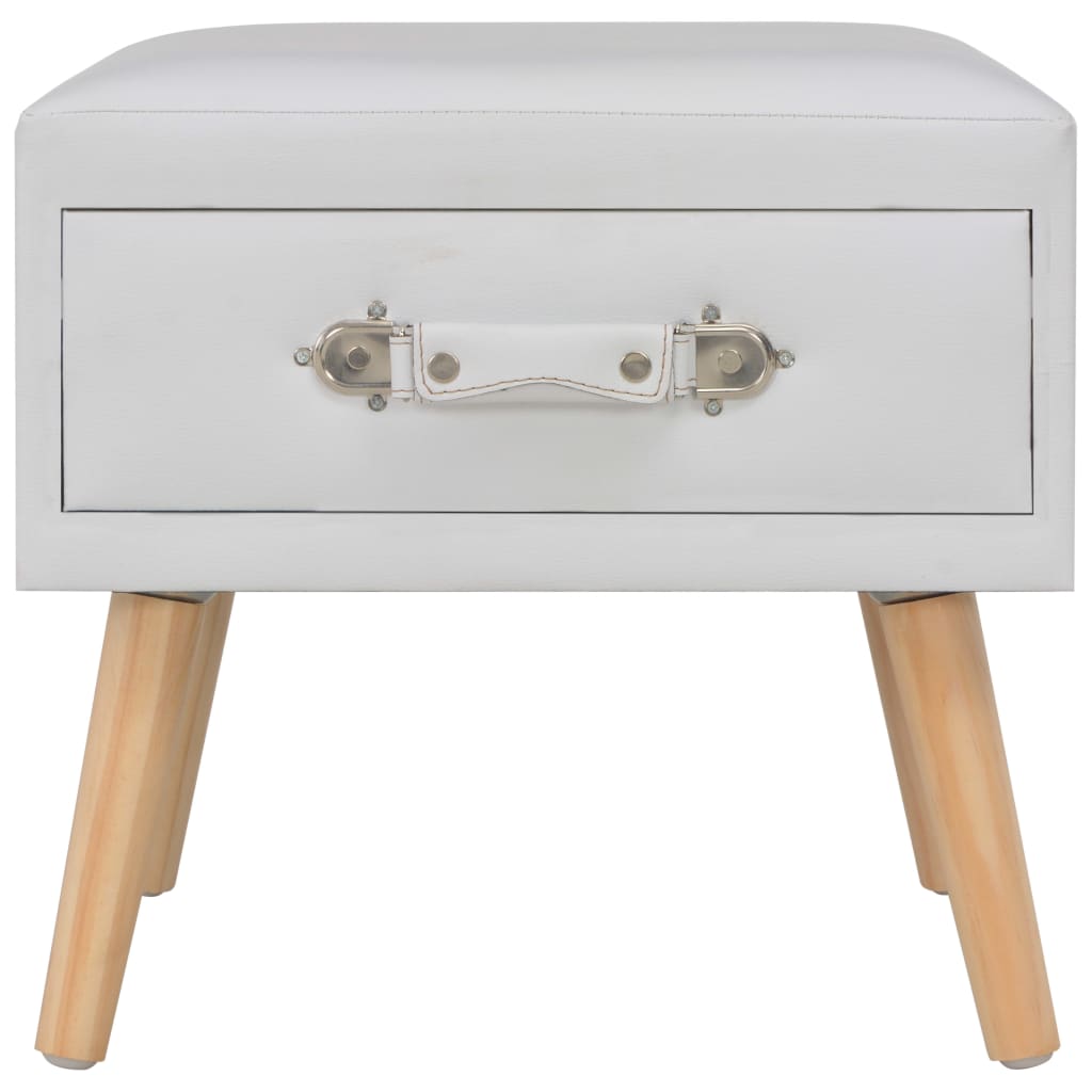 Szafki nocne szt. 40 x 35 x 40 cm skóra ekologiczna - biały, 2 szt. - number 5.