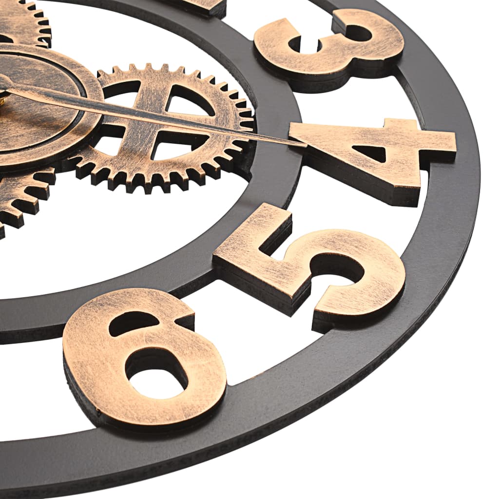 Wall clock 58 cm metal gold colored and black - number 4.