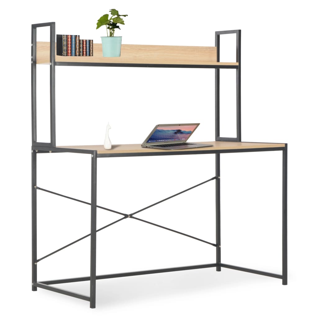 Computerbord 120 x 60 x 138 cm sort og egetræsfarve - number 1.