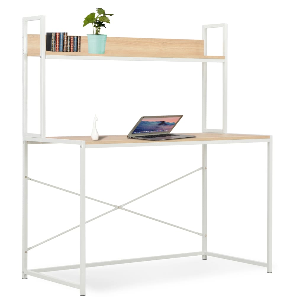 Computerbord 120 x 60 x 138 cm hvid og egetræsfarve - number 1.