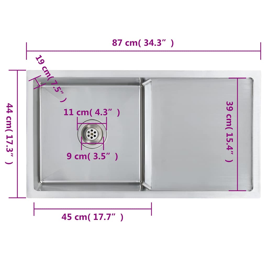 Håndlavet køkkenvask rustfrit stål - number 10.