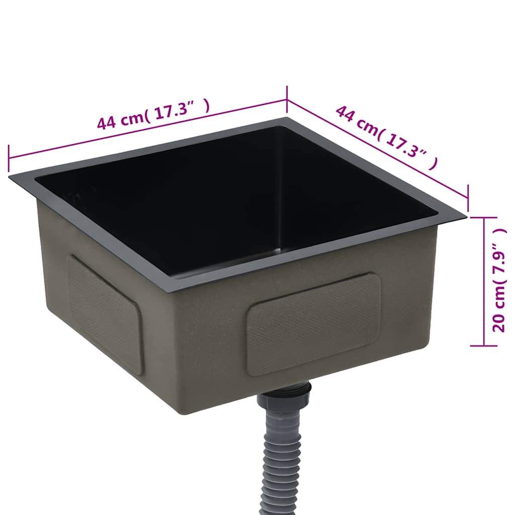 Handgjord diskbänk i rostfritt stål svart - number 8.