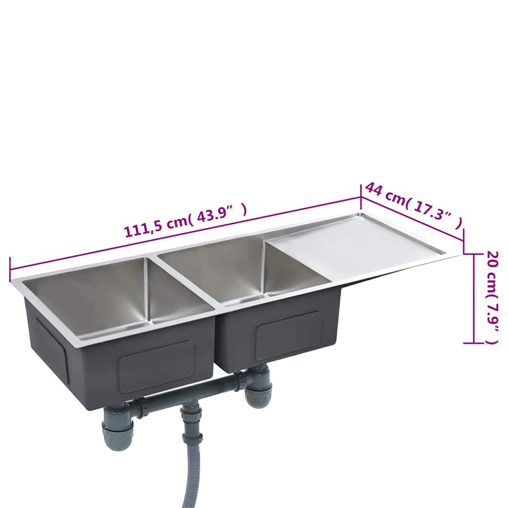 Håndlavet køkkenvask rustfrit stål - number 8.