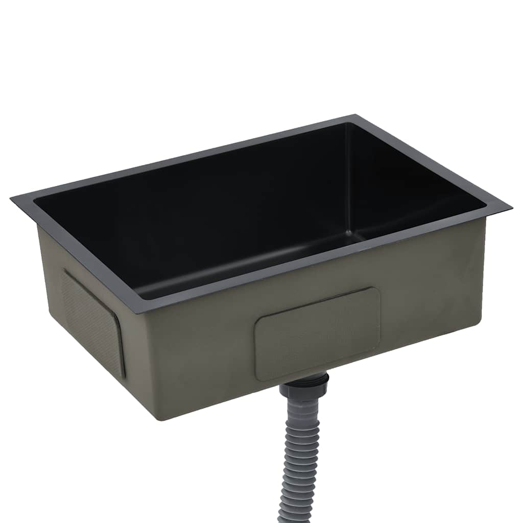 Håndlavet køkkenvask rustfrit stål - sort, 59 x 44 x 20 cm - number 4.