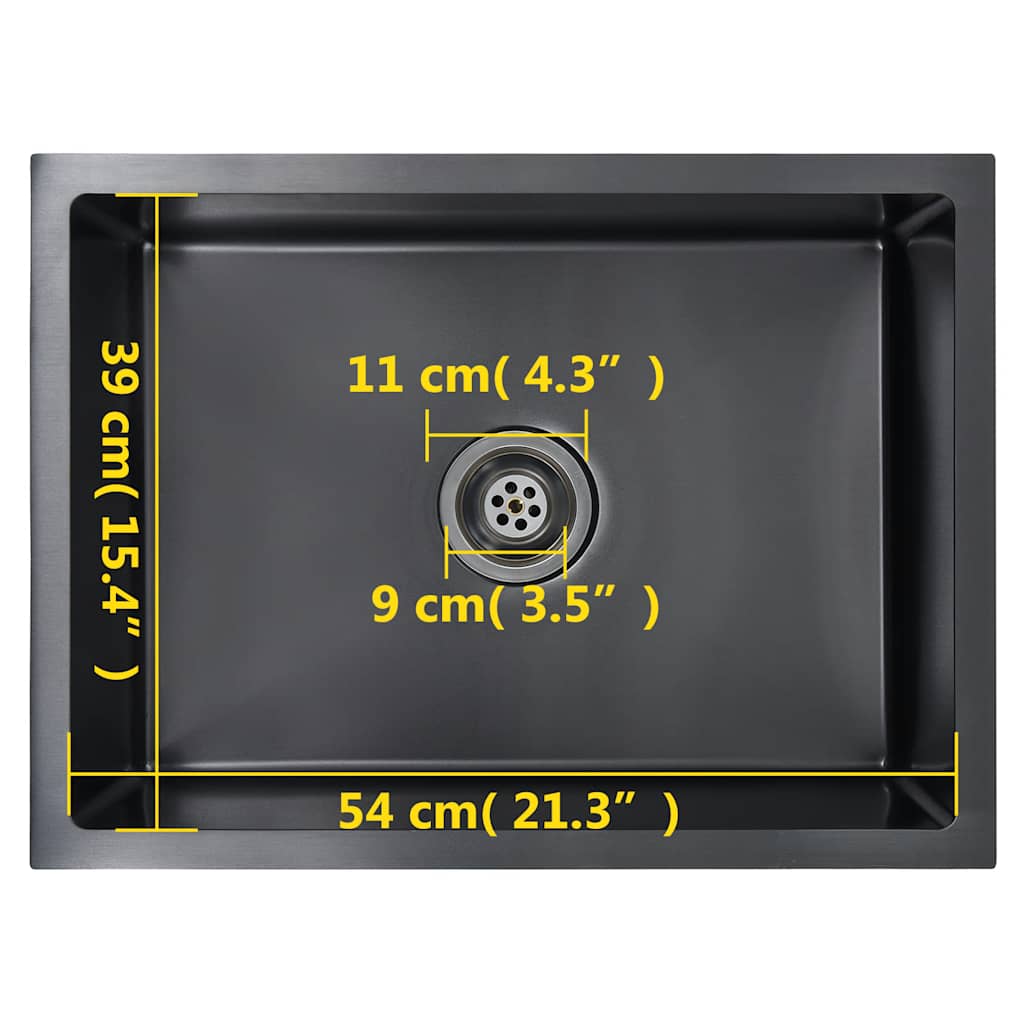 Håndlavet køkkenvask rustfrit stål - sort, 59 x 44 x 20 cm - number 9.