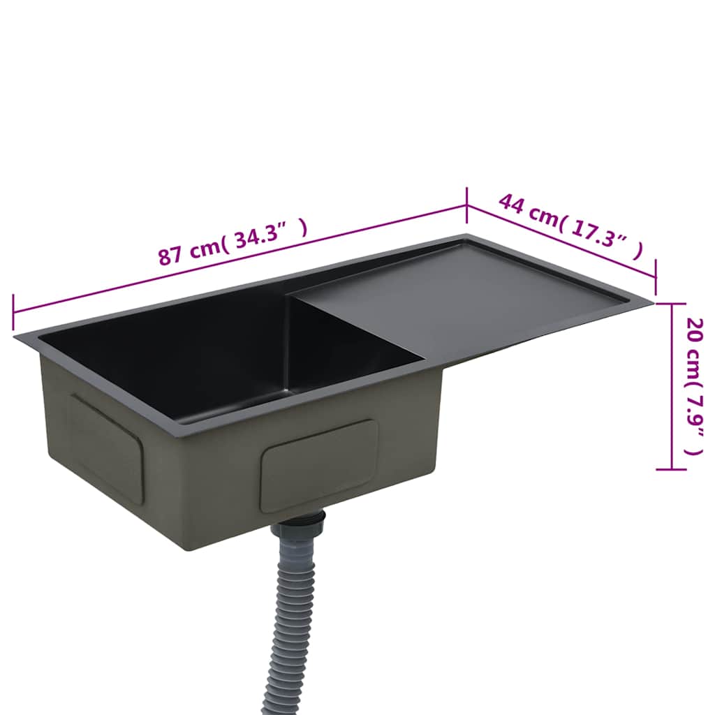 Évier de cuisine fait main en acier inoxydable noir - number 8.