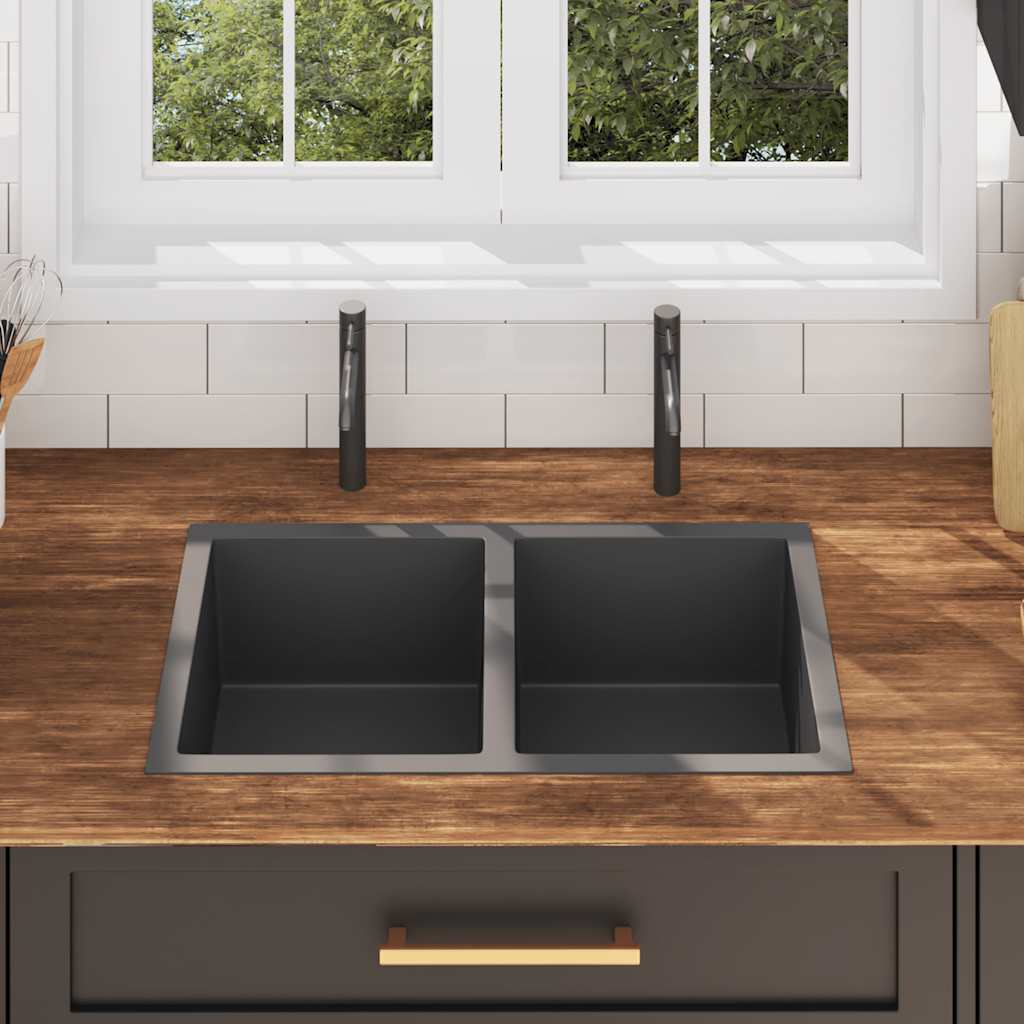 Handgjord diskbänk i rostfritt stål svart - number 3.