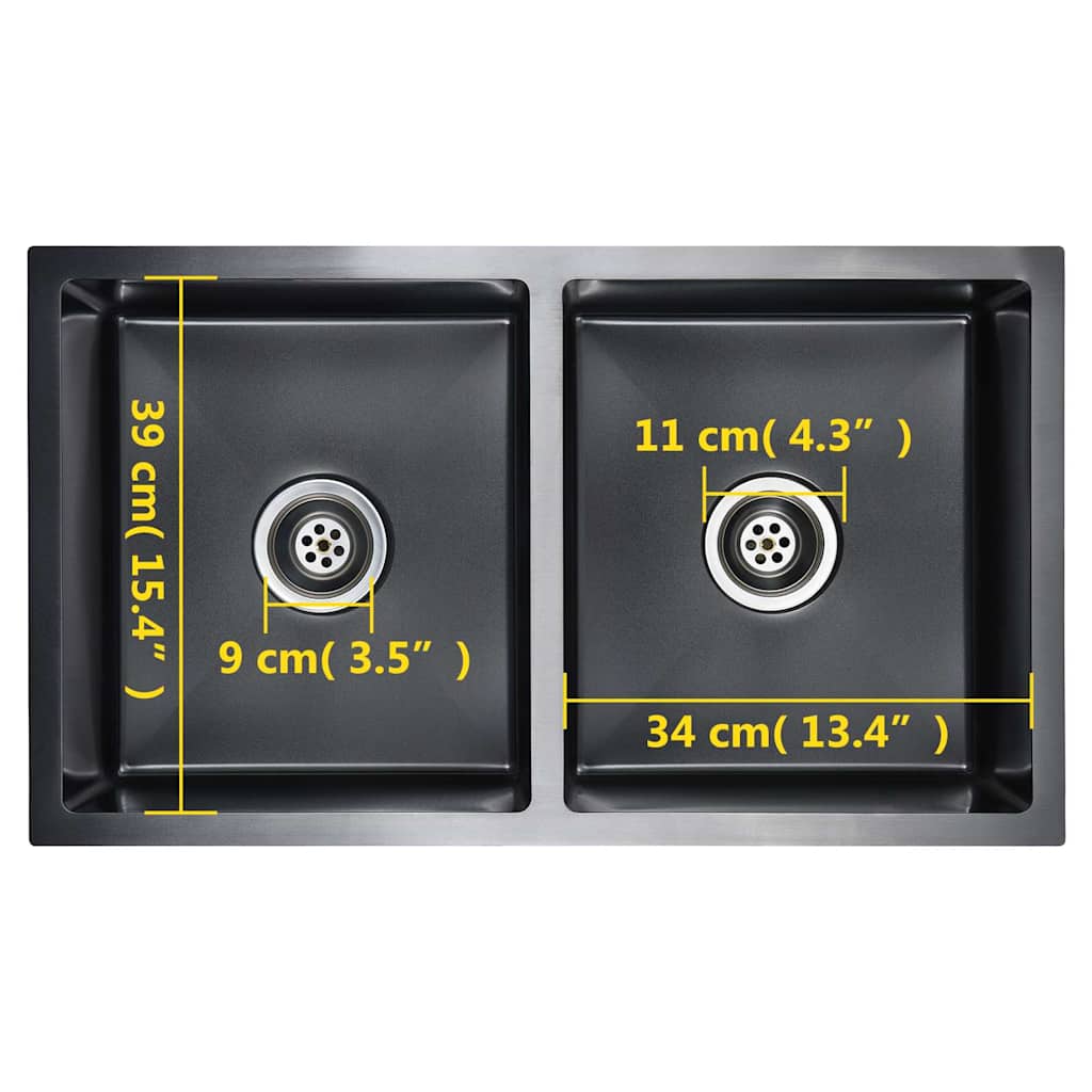 Handgjord diskbänk i rostfritt stål svart - number 9.