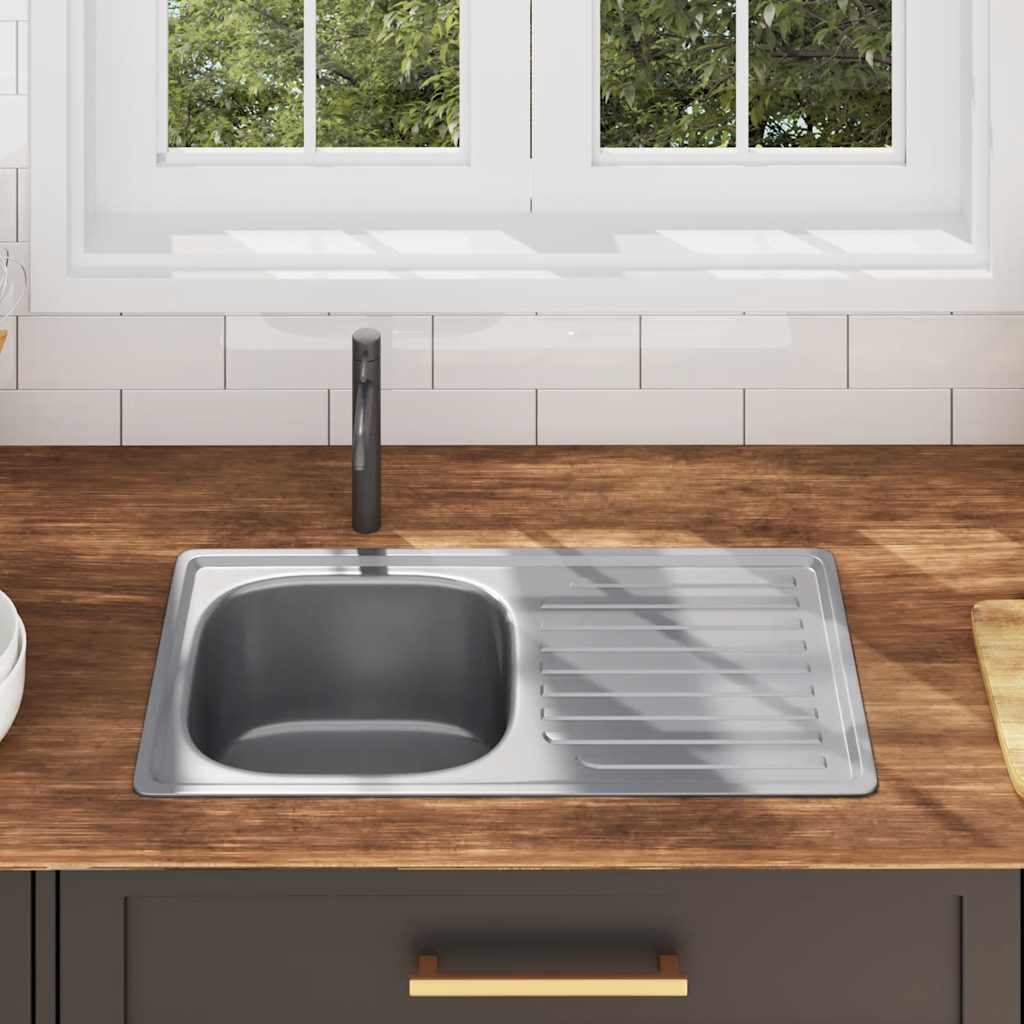 Køkkenvask med strainer og vandlås rustfrit stål - number 3.