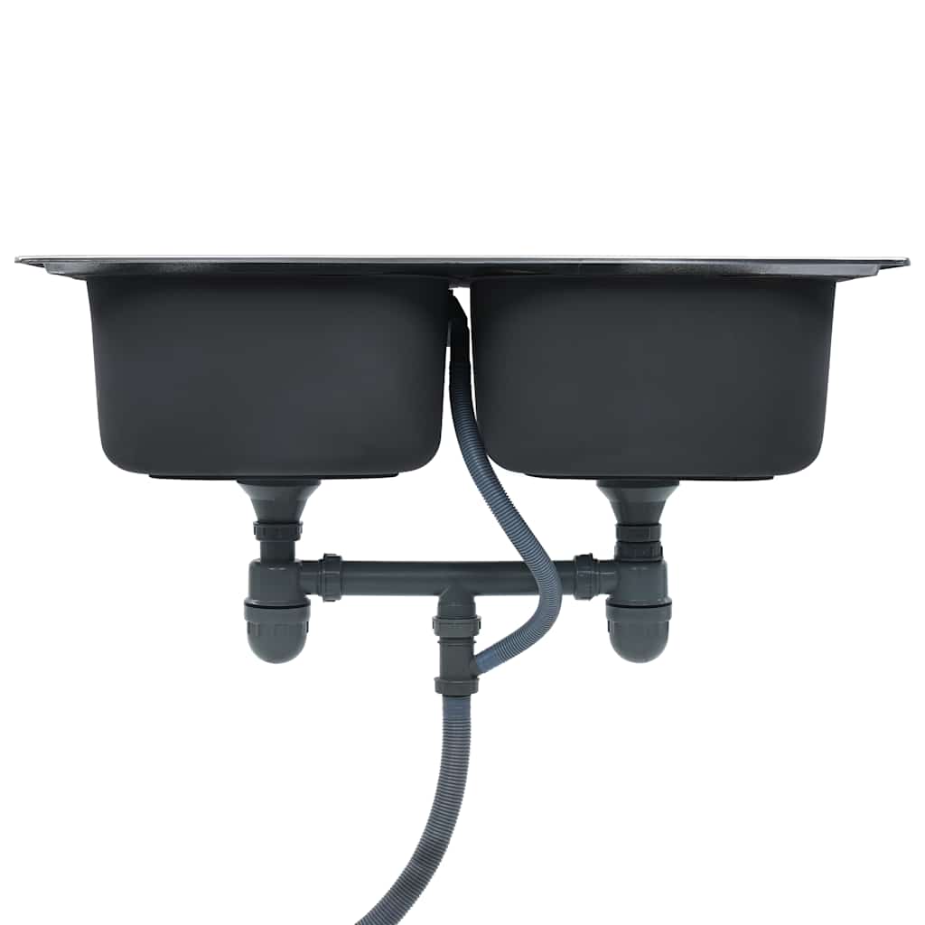 Dupli kuhinjski sudoper sa cjedilom i sifonom od nehrđajućeg čelika - number 5.