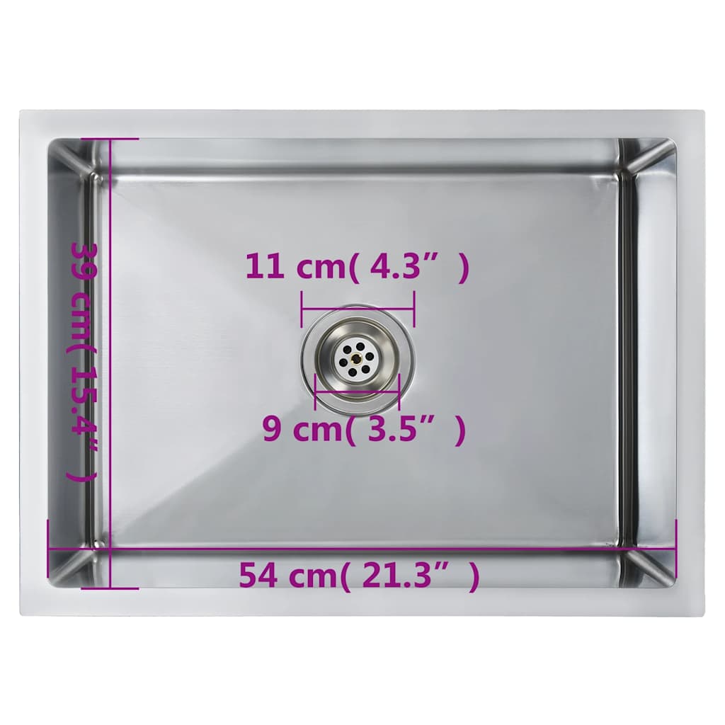 Évier de cuisine fait main en acier inoxydable - argent, 59 x 44 x 20 cm - number 9.