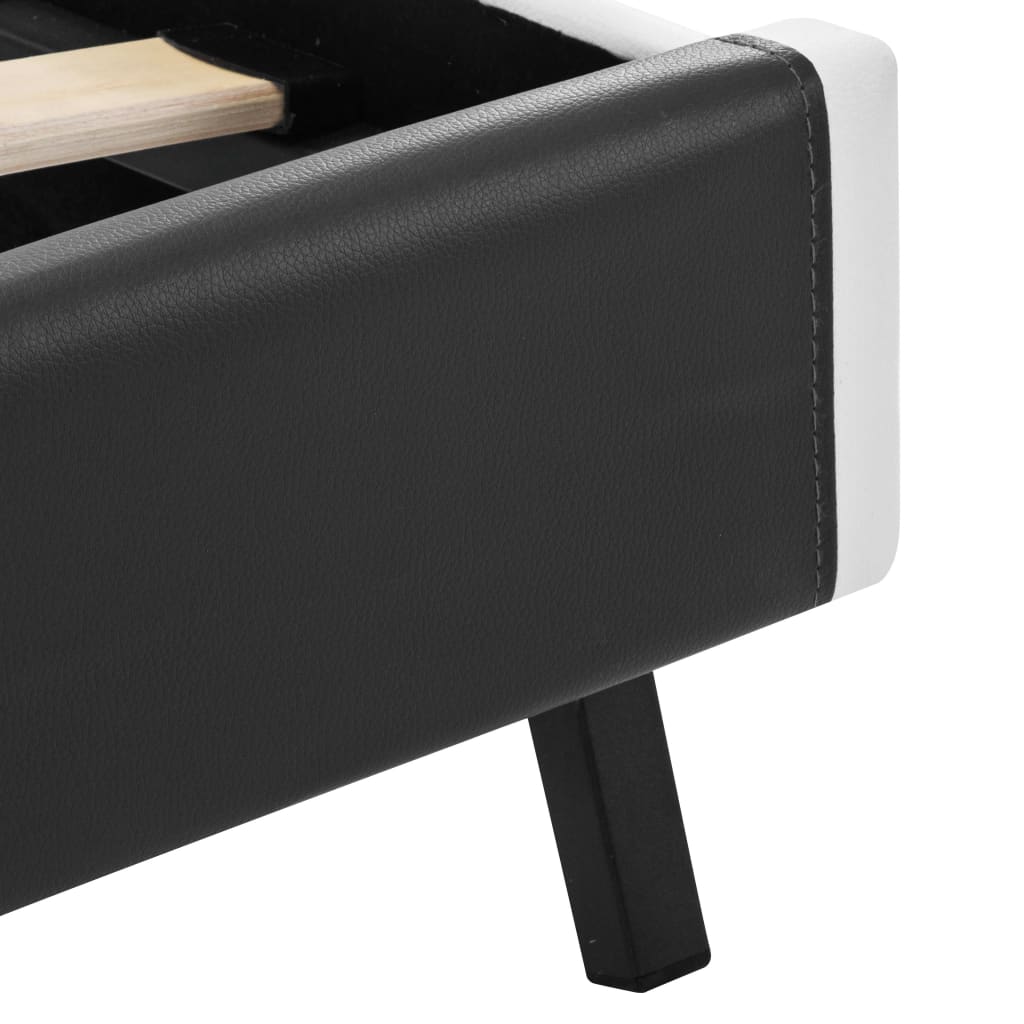 Sengeramme med ledd kunstskinn grå - grå og hvit, 140 x 200 cm - number 7.