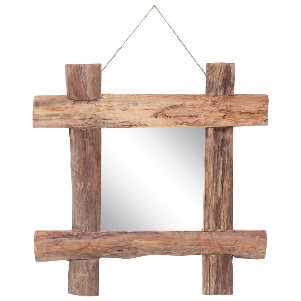 Mirror w. beam frame 50x50 cm recycled teak wood natural color - brown, 50 x 5 x 50 cm, 1 - number 1.