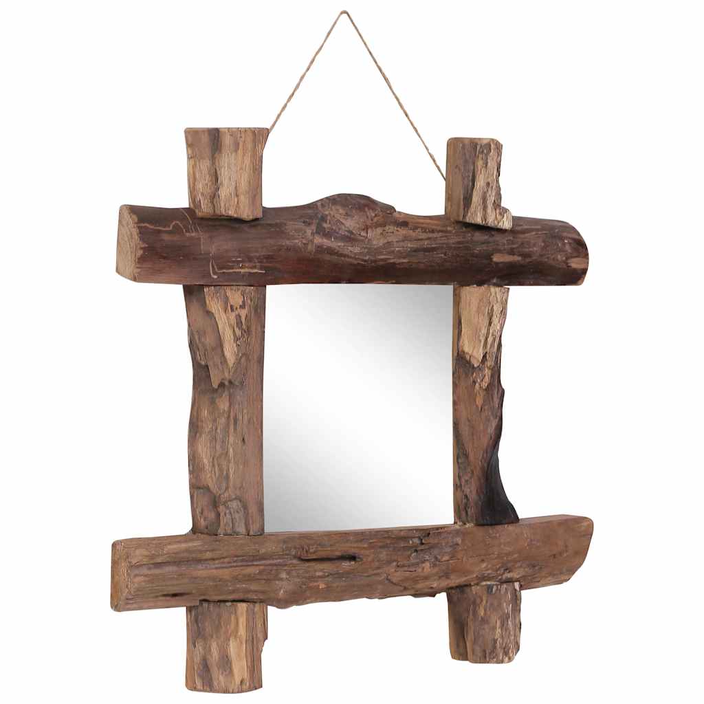 Mirror w. beam frame 50x50 cm recycled teak wood natural color - brown, 50 x 5 x 50 cm, 1 - number 8.