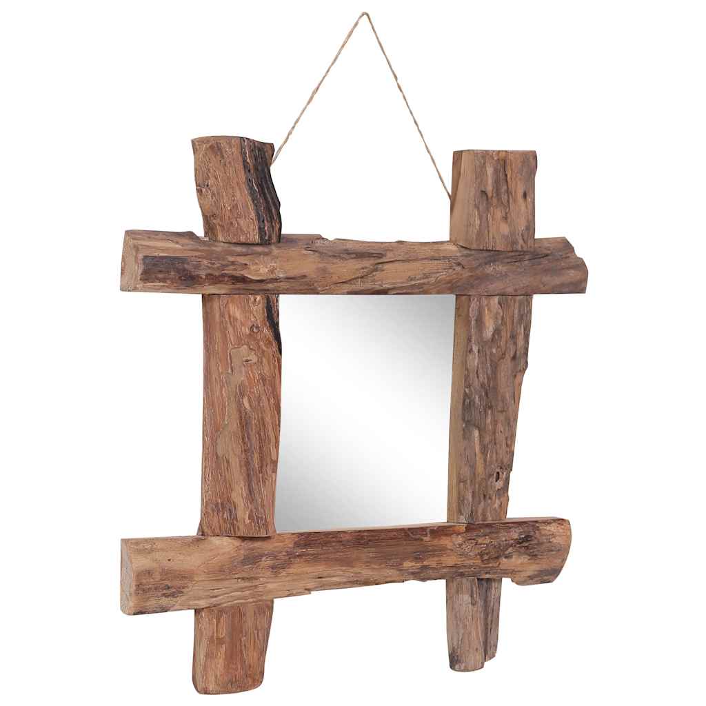 Mirror w. beam frame 50x50 cm recycled teak wood natural color - brown, 50 x 5 x 50 cm, 1 - number 7.