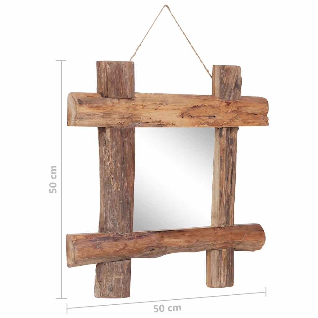 Mirror w. beam frame 50x50 cm recycled teak wood natural color - brown, 50 x 5 x 50 cm, 1 - number 9.