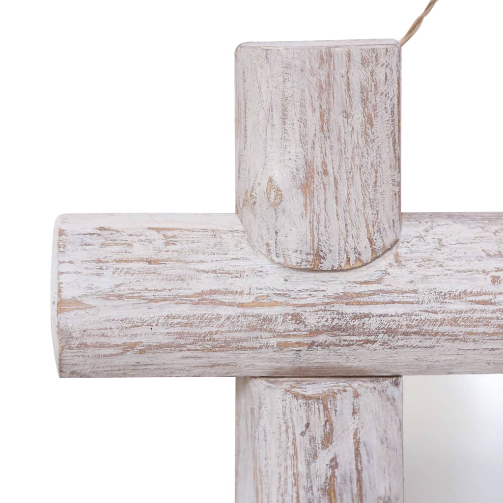 Rustikt spejl 70x70 cm massivt genbrugstræ hvid - number 5.