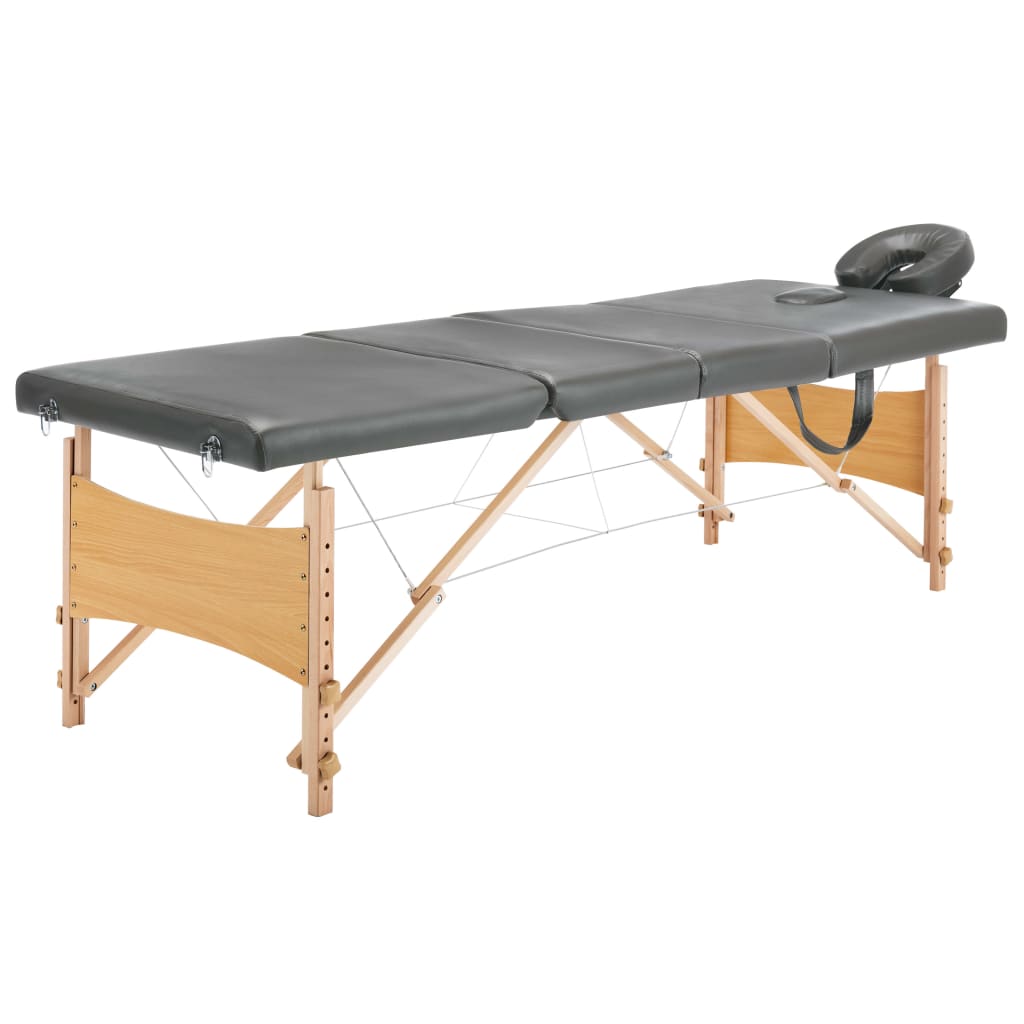 Massagebord med 4 zoner træstel 186x68 cm antracitgrå - number 1.
