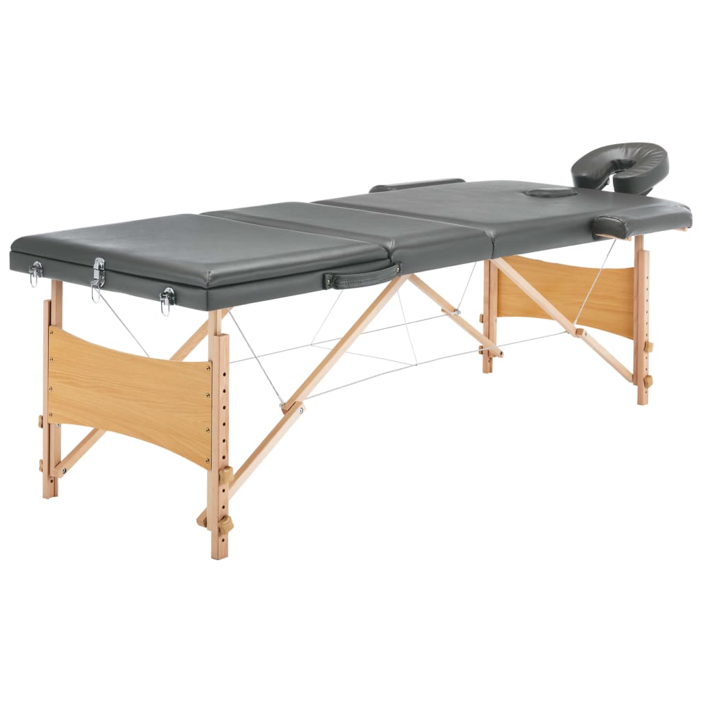 Massagebord med 3 zoner træstel 186x68 cm antracitgrå - number 1.