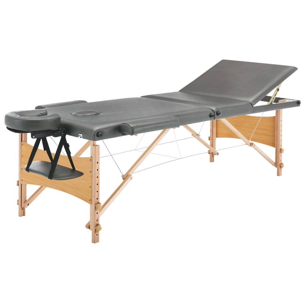 Massagetafel met 3 zones houten frame 186x68 cm - number 2.