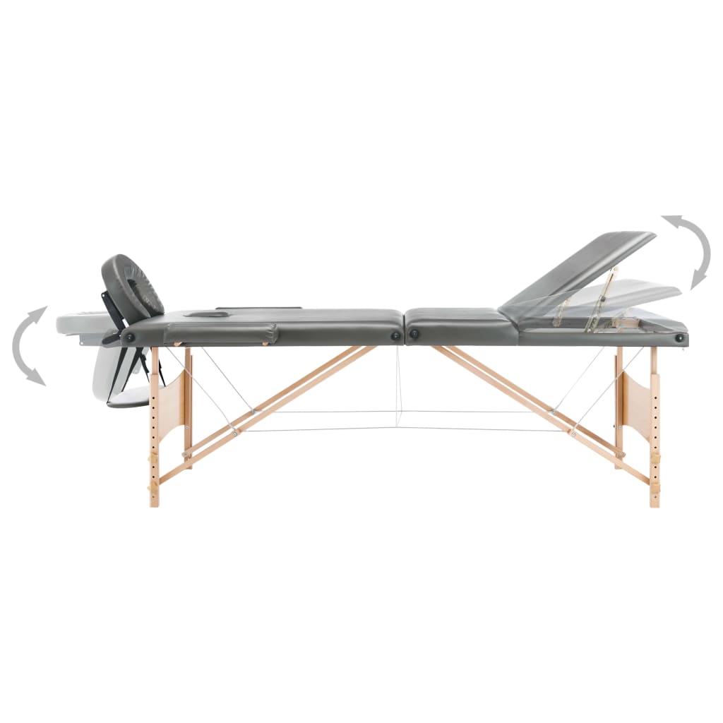 Massagetafel met 3 zones houten frame 186x68 cm - number 3.