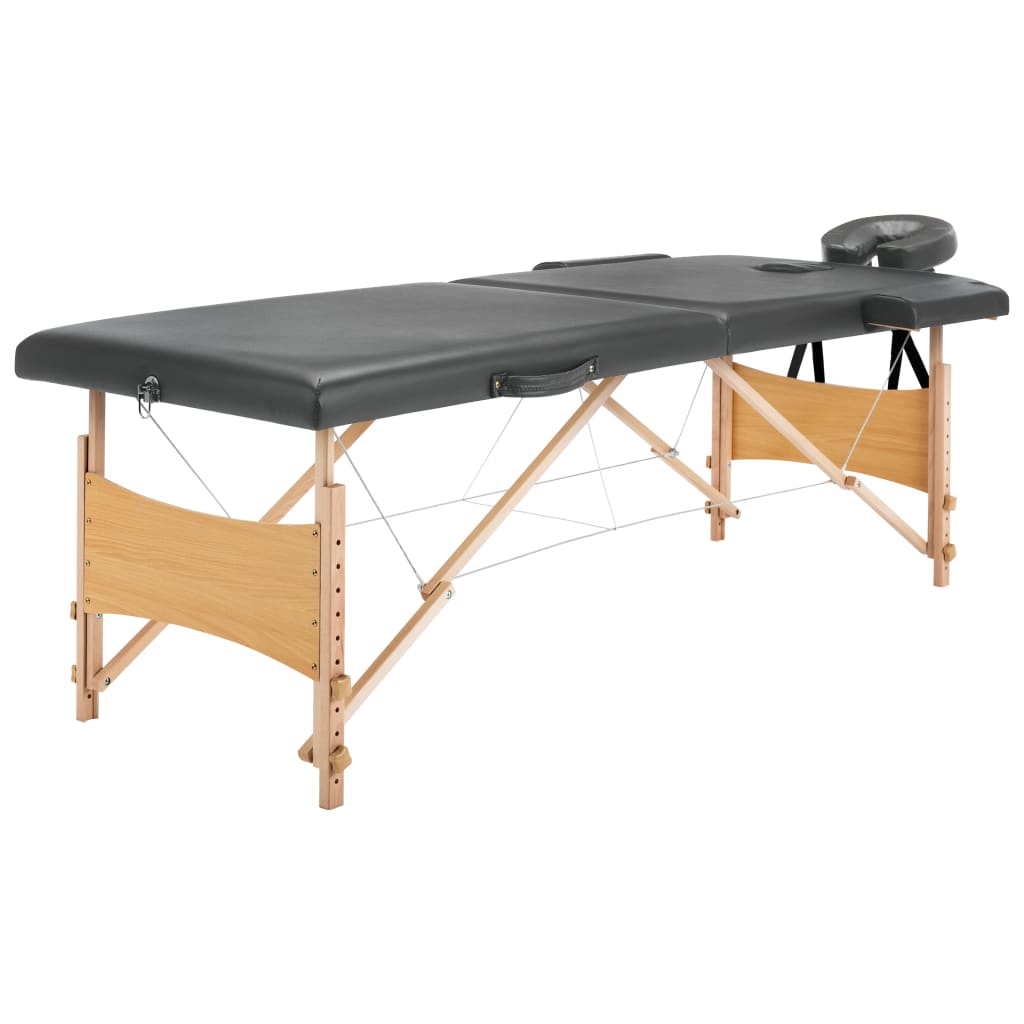 Massagebord med 2 zoner træstel antracitgrå 186 x 68 cm - number 1.