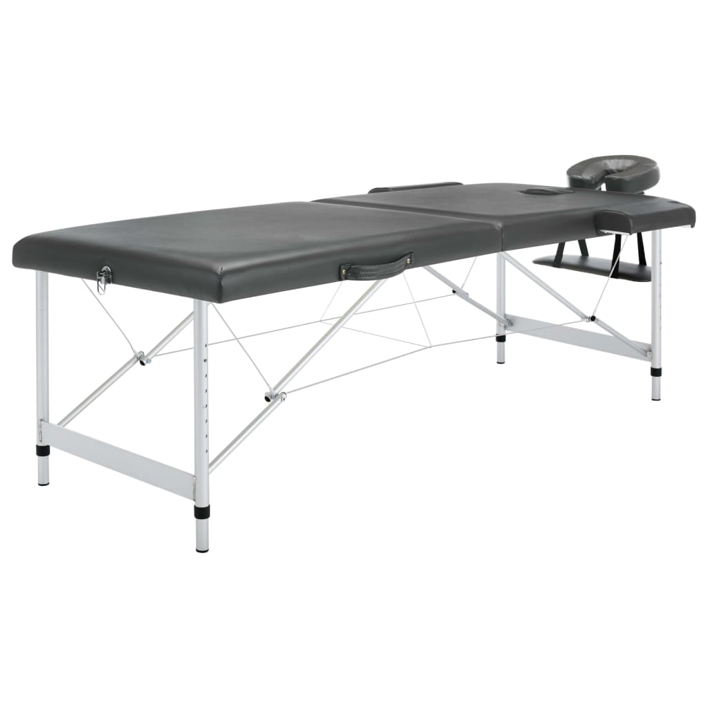 Massagebord med 2 zoner aluminiumsstel 186x68 cm antracitgrå - number 1.