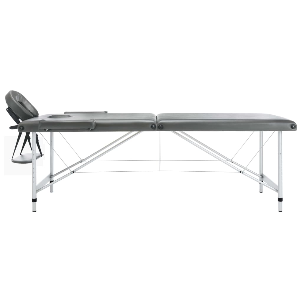 Massagetafel met 2 zones aluminium frame 186x68 cm antracietgrijs - number 2.