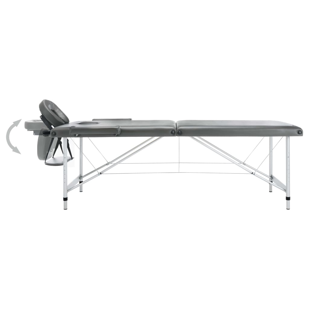 Massagetafel met 2 zones aluminium frame 186x68 cm antracietgrijs - number 4.