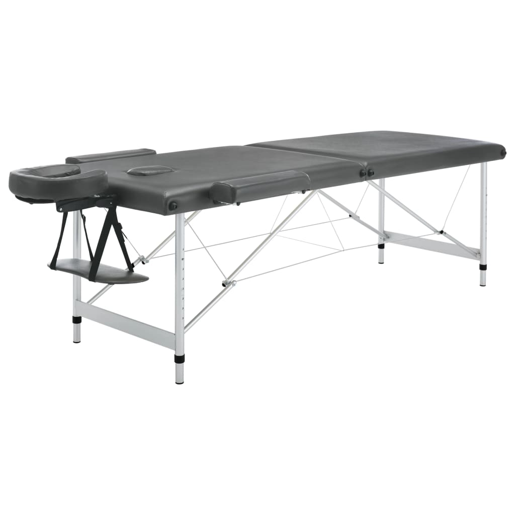 Massagetafel met 2 zones aluminium frame 186x68 cm antracietgrijs - number 3.