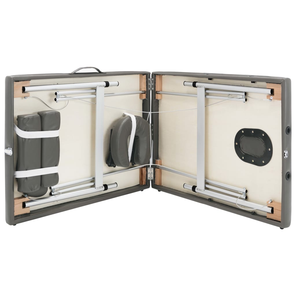 Massagetafel met 2 zones aluminium frame 186x68 cm antracietgrijs - number 8.