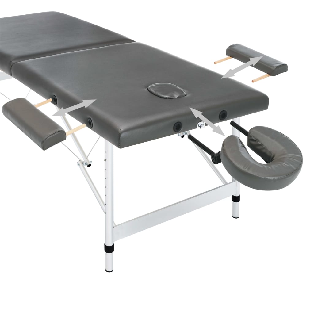 Massagetafel met 2 zones aluminium frame 186x68 cm antracietgrijs - number 7.