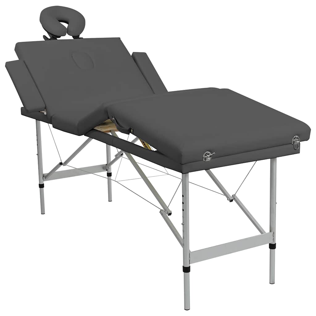 Massagebord med 4 zoner aluminiumsstel 186 x 68 cm antracitgrå - number 1.