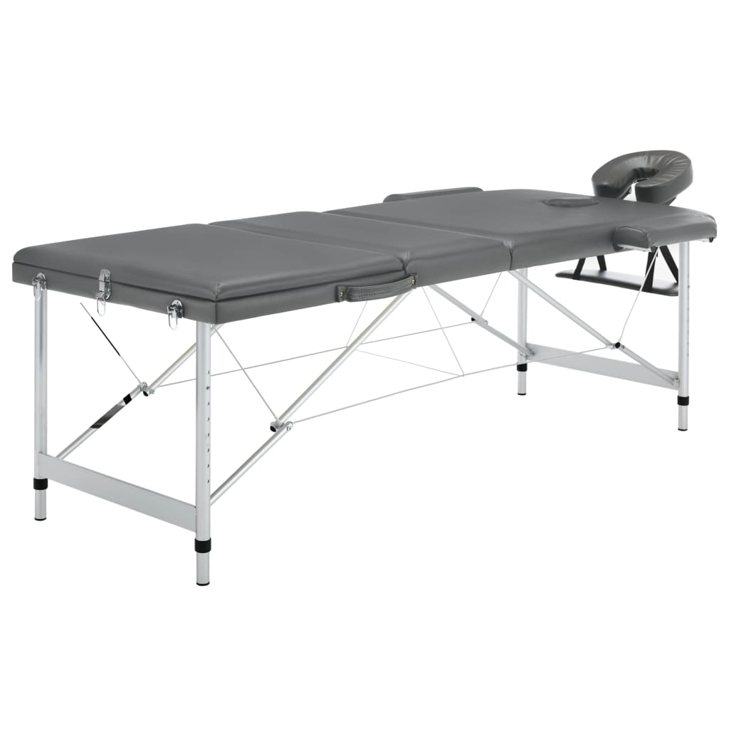 Massagebord med 3 zoner aluminiumsstel 186 x 68 cm antracitgrå - number 1.