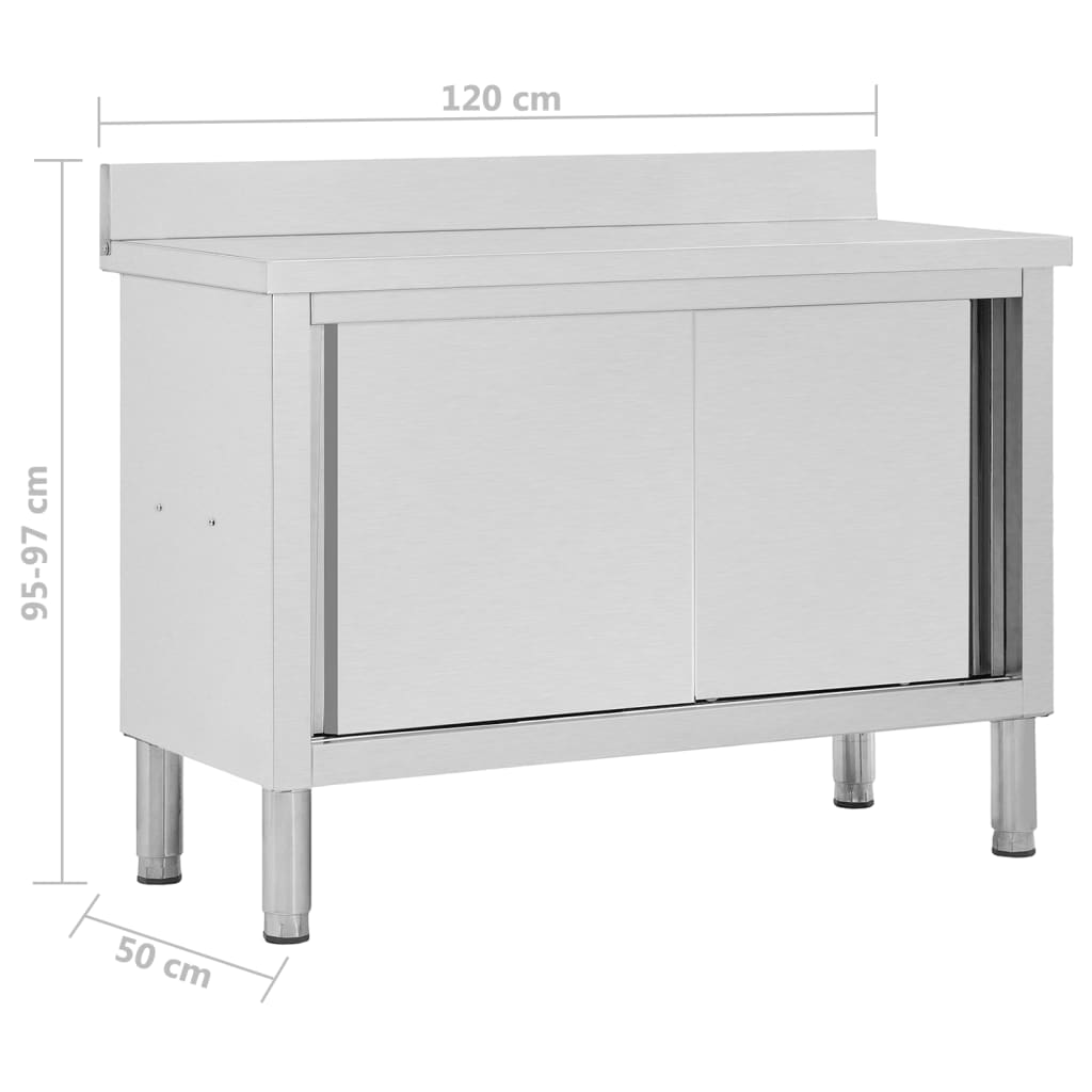 Radni stol s kliznim vratima 120x50x(95-97) cm inox - number 8.