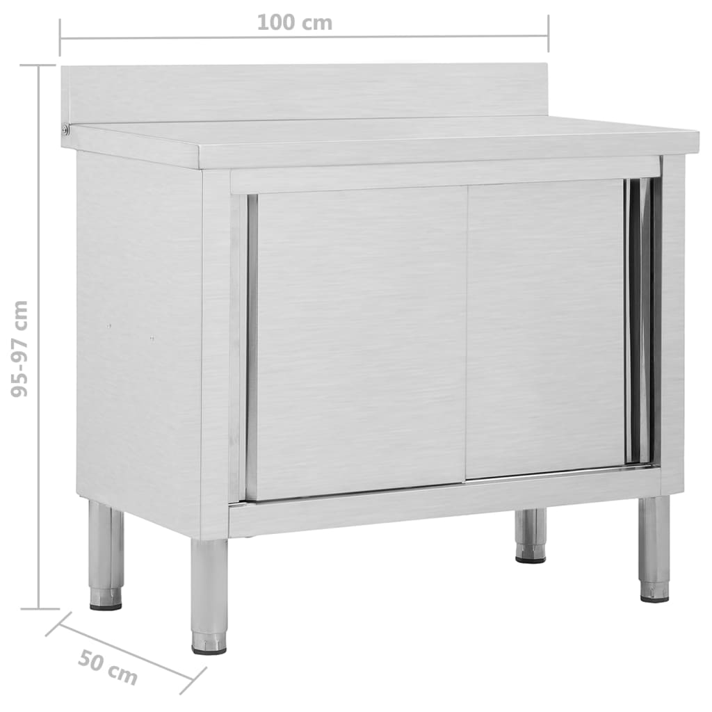 Radni stol s kliznim vratima 100x50x(95-97) cm inox - number 8.