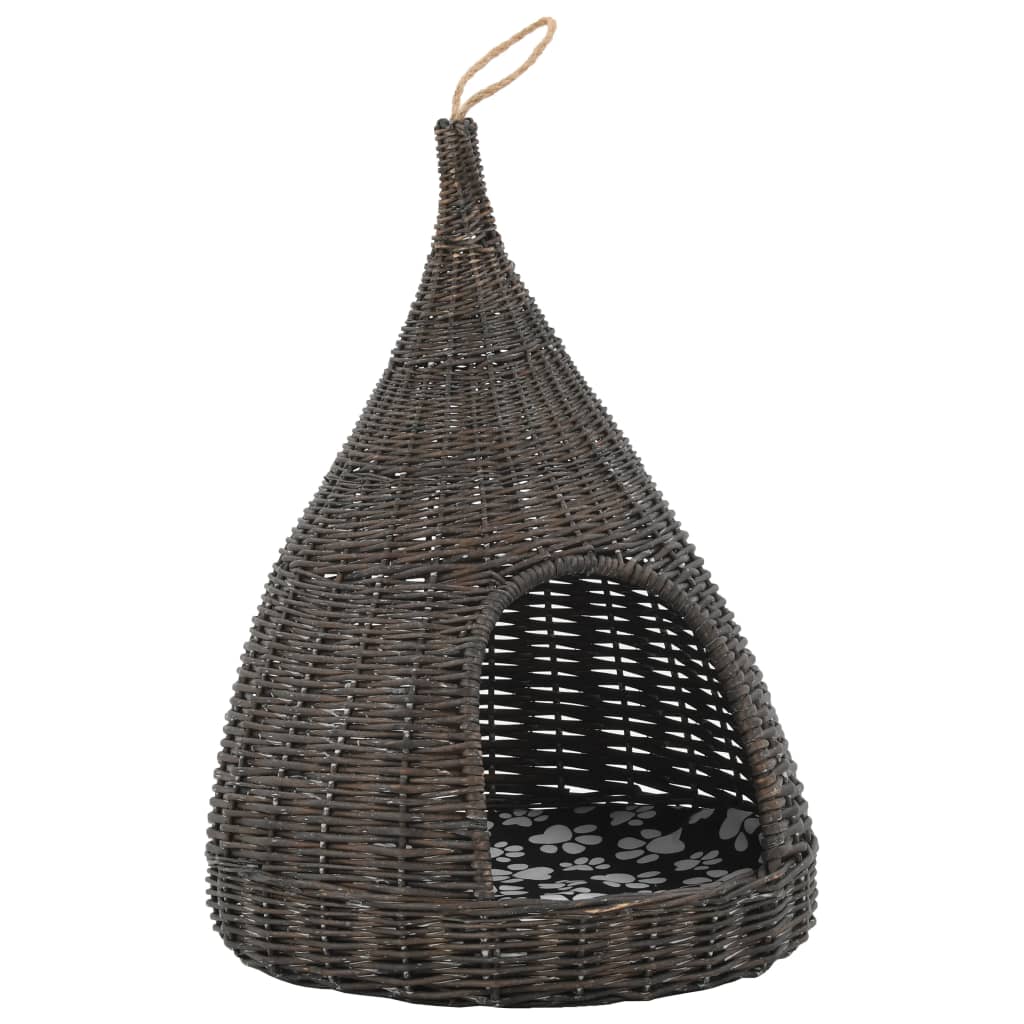 Maison pour chat avec coussin 40x60 cm tipi en osier naturel - number 2.