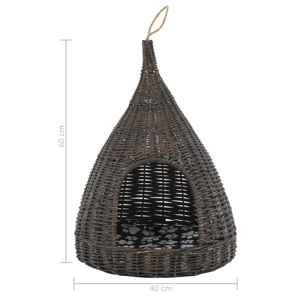 Maison pour chat avec coussin 40x60 cm tipi en osier naturel - number 8.