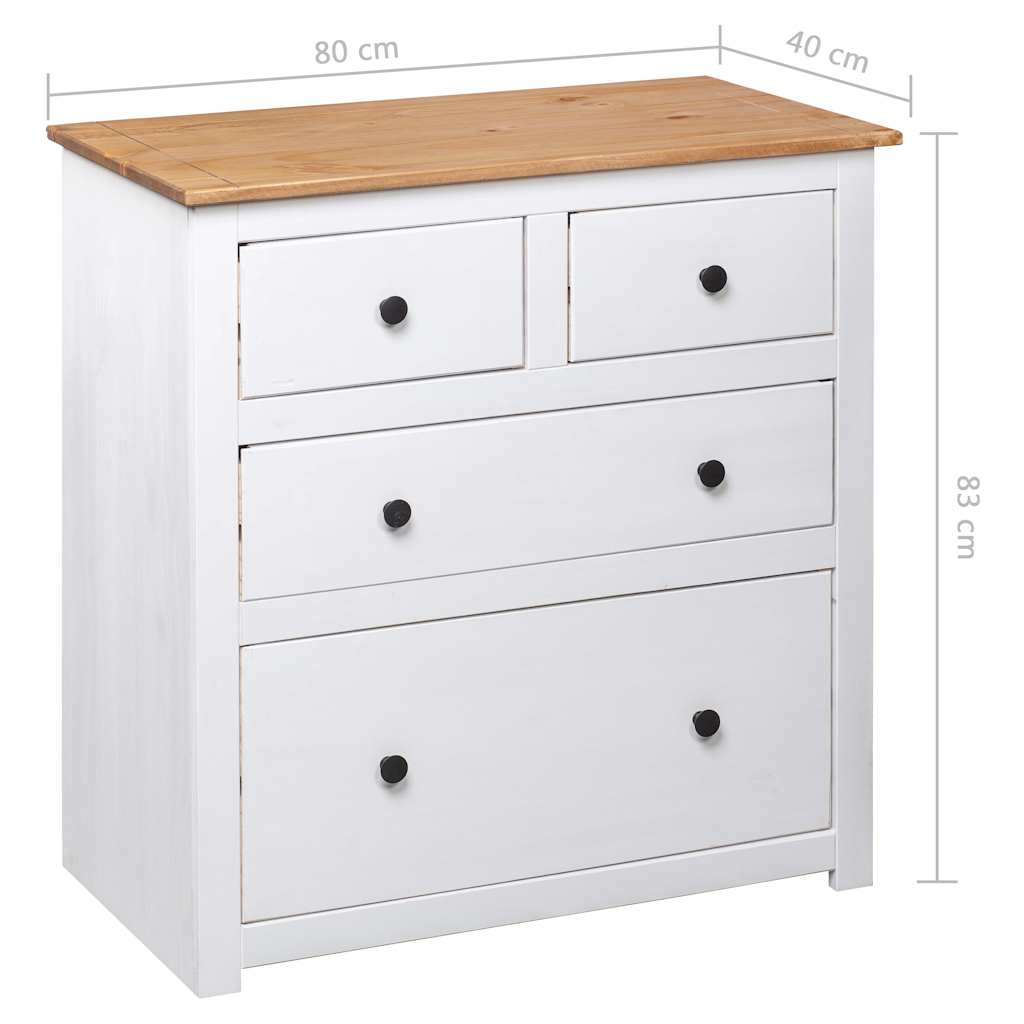 Sideboard panama serie 80x40x83 cm massiv furu vit - number 9.