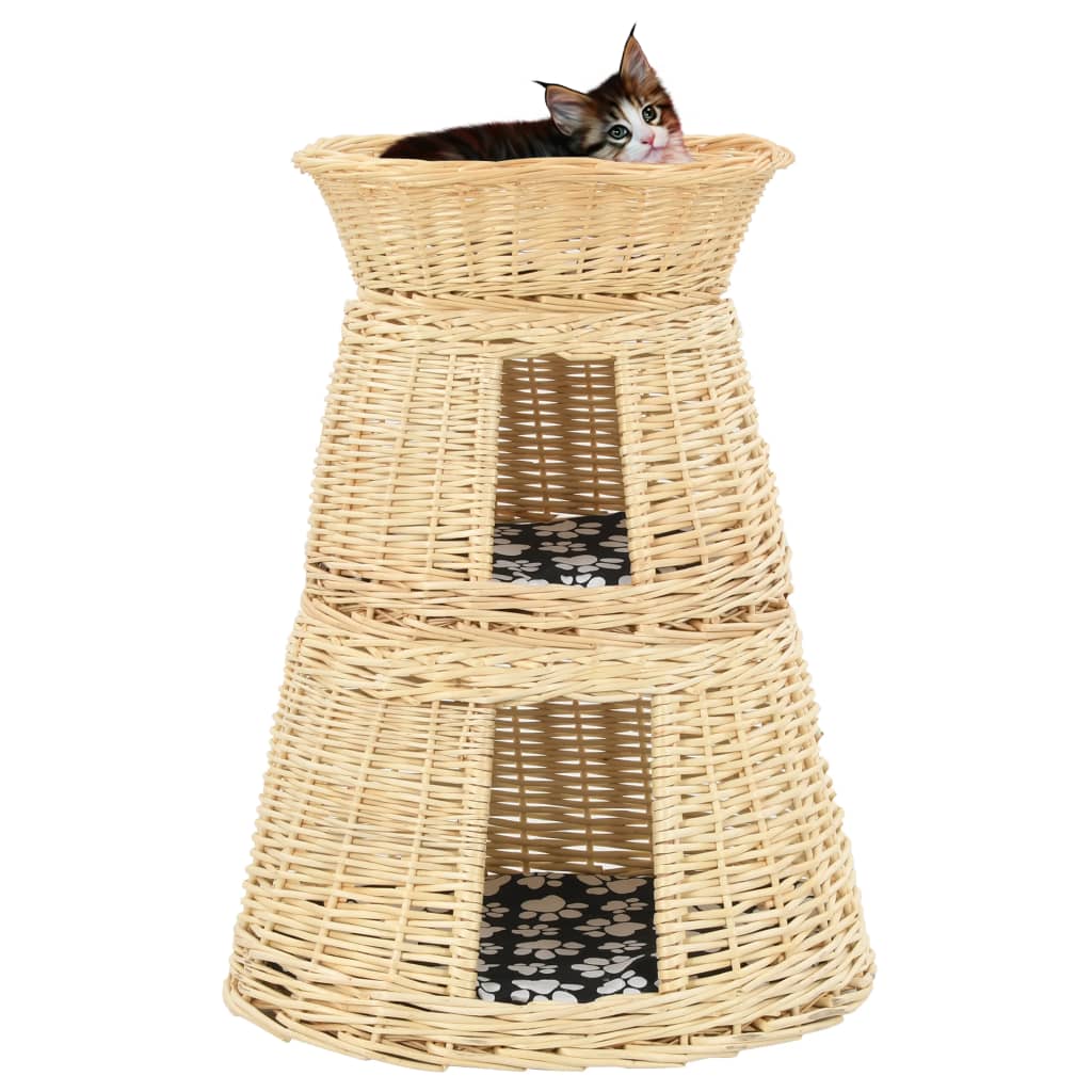 Panier pour chat avec coussins 3 pcs. 47 x 34 x 60 cm osier naturel - couleur naturelle - number 1.