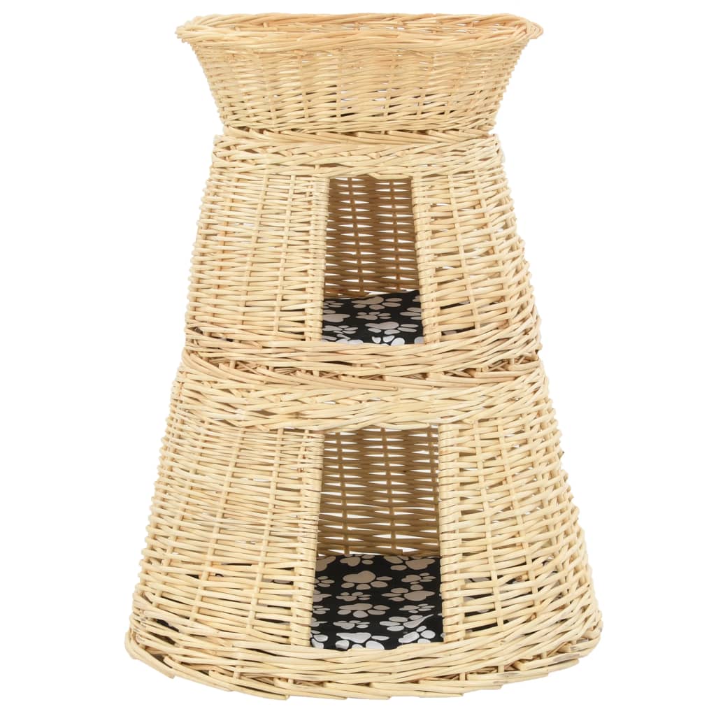 Panier pour chat avec coussins 3 pcs. 47 x 34 x 60 cm osier naturel - couleur naturelle - number 3.