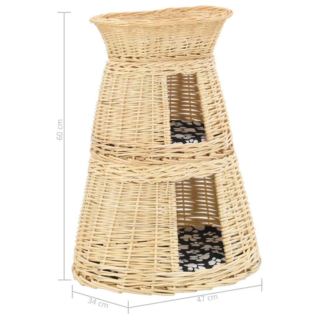 Panier pour chat avec coussins 3 pcs. 47 x 34 x 60 cm osier naturel - couleur naturelle - number 11.