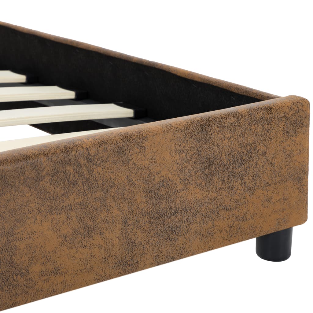 Rama łóżka 160x200 cm imitacja zamszu brąz - number 8.
