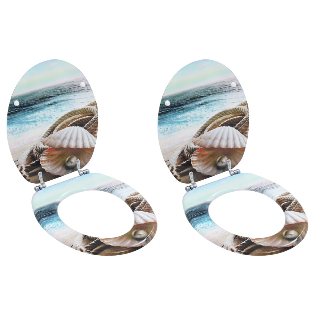 Toalettstolar 2 st. med lock mdf clamshell design - number 1.